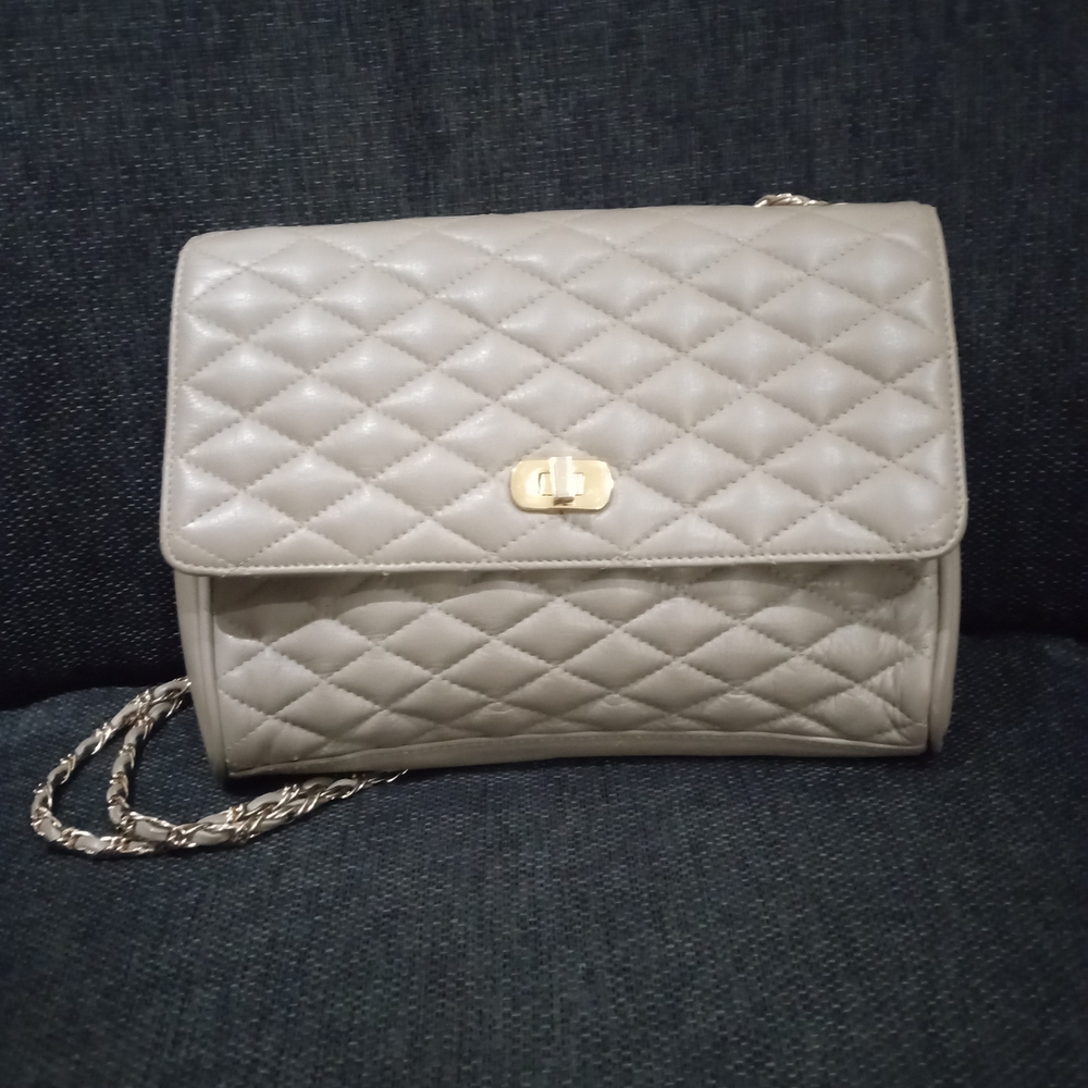 Talbots Quilted Cream Shoulder Bag